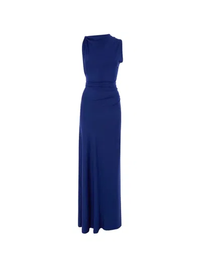 Victoria Beckham Draped Maxi Dress In Blue