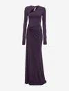 Victoria Beckham Tie-front Cut-out Gown In Dark Purple