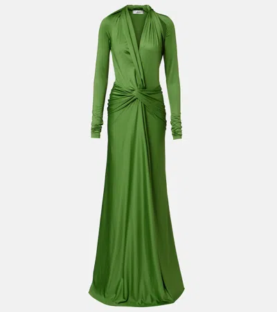 Victoria Beckham Draped Maxi Dress In Green