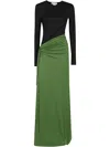 Victoria Beckham Long Sleeve Draped Jersey Gown In Schwarz