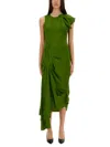 Victoria Beckham Draped Sleeveless Midi Dress With Asymmetric Detailing