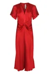 Victoria Beckham Midi Dress With V-neckline And Ruffled Sleeves In Red