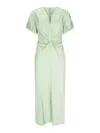 Victoria Beckham Jade Green Ruffled Midi Dress In Green