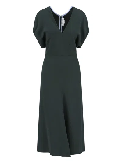 VICTORIA BECKHAM DRAPED MIDI DRESS GREEN