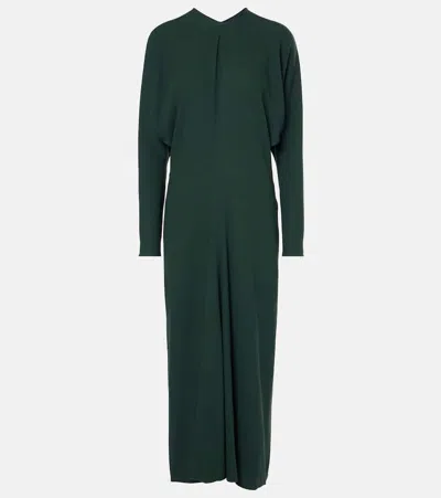Victoria Beckham Draped Midi Dress In Green