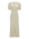 Victoria Beckham Draped Midi Dress In Neutral