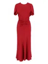 Victoria Beckham Draped Midi Dress In Red