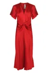 Victoria Beckham Midi Dress With V-neckline And Ruffled Sleeves In Red