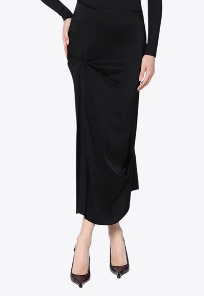 スカート Victoria Beckham Black midi skirt with draping Draped Pleat Detail Skirt In Black – Victoria Beckham UK
