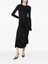 Victoria Beckham Draped Midi Skirt Asymmetric Design Slit In Black