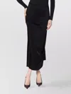 Victoria Beckham Draped Midi Skirt Asymmetric Design Slit In Black