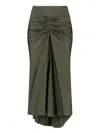 Victoria Beckham Midi Skirt With Asymmetric Hem And Ruched Detail In Green