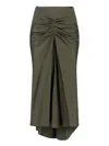 Victoria Beckham Midi Skirt With Asymmetric Hem And Ruched Detail In Green