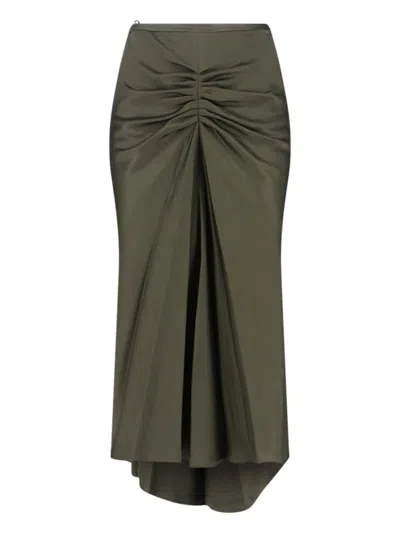 VICTORIA BECKHAM DRAPED MIDI SKIRT WITH HEMLINE