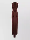 Victoria Beckham Draped Neckline Sleeveless Gown In Brown