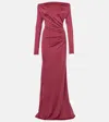 Victoria Beckham Draped Off-shoulder Jersey Gown