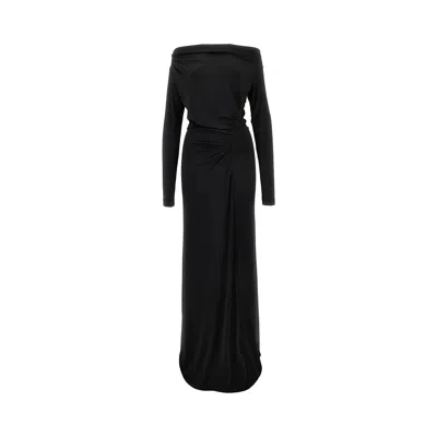 VICTORIA BECKHAM DRAPED OFF-THE-SHOULDER LONG DRESS