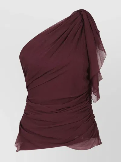 VICTORIA BECKHAM DRAPED ONE-SHOULDER TOP ASYMMETRIC HEM