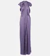 Victoria Beckham Womens Draped Asymmetric Crepe Maxi Dress Iris In Purple
