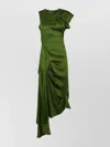 Victoria Beckham Draped Sleeveless Midi Dress With Asymmetric Detailing