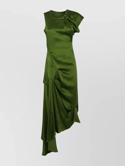 VICTORIA BECKHAM DRAPED PLEAT DETAIL MIDI DRESS