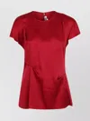 Victoria Beckham Womens Rose Draped Short-sleeves Woven Top In Red