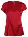 Victoria Beckham Womens Rose Draped Short-sleeves Woven Top In Red