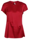 Victoria Beckham Draped Pleat Detail Top In Red