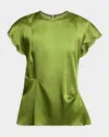 Victoria Beckham Draped Pleat Detail Top In Green