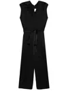 Victoria Beckham Asymmetrical Neck Jumpsuit Belted In Black