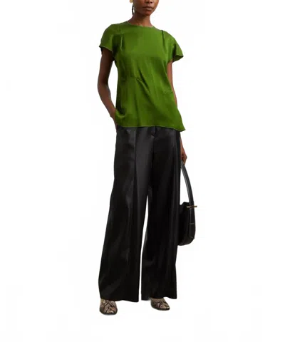 Victoria Beckham Draped Pleated Detail Top In Algae In Multi