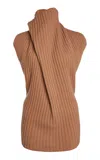 Victoria Beckham Draped  Ribbed Top In Orange