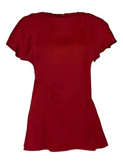 Victoria Beckham Draped Ruffle Top In Red