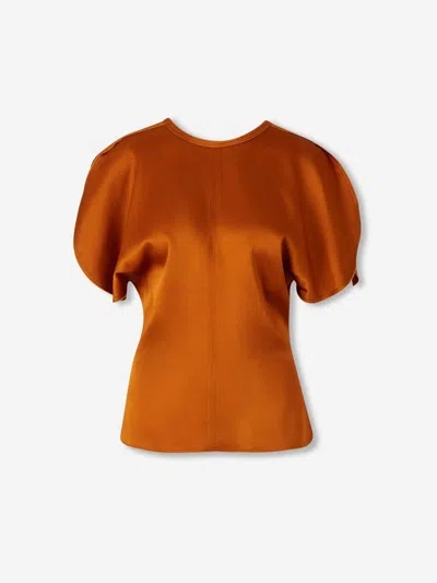 Victoria Beckham Draped Satin Blouse In Orange