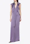 Victoria Beckham Womens Draped Asymmetric Crepe Maxi Dress Iris