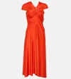 Victoria Beckham Draped Cap-sleeve Asymmetric Dress In Red Polyester In Red