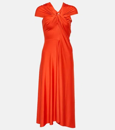 Victoria Beckham Midikleid Aus Satin In Red