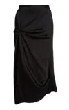Victoria Beckham Draped Midi Skirt Asymmetric Design Slit In Black