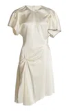 Victoria Beckham Draped Satin Mini Dress In White