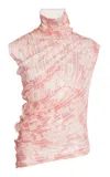 Victoria Beckham Draped Sheer-knit Sleeveless Top In Multi