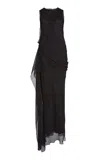 Victoria Beckham Draped Silk Crepe Gown In Black