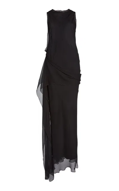 Victoria Beckham Draped Silk Crepe Gown In Black