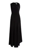 Victoria Beckham Draped Silk Midi Dress In Black