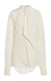Victoria Beckham Draped Silk Top In Ivory