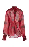 Victoria Beckham Draped Silk Top In Multi