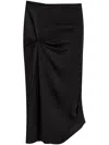 Victoria Beckham Draped Midi Skirt Asymmetric Design Slit In Black