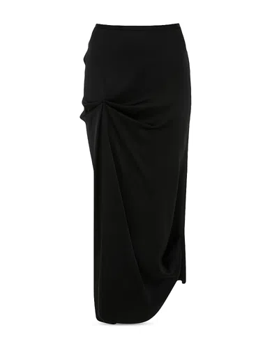 Victoria Beckham Draped Pleat Satin Midi Skirt In Black