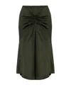 Victoria Beckham Midi Skirt With Asymmetric Hem And Ruched Detail In Green