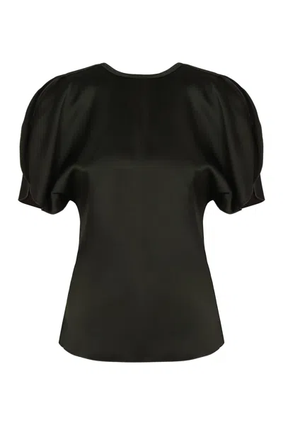 Victoria Beckham Draped Sleeve Blouse With Voluminous Draping In Black