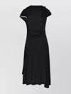 Victoria Beckham Draped Sleeve Midi Dress In Black